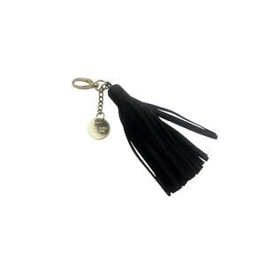 Steve Madden Black Leather Tassel Purse Fob 5”